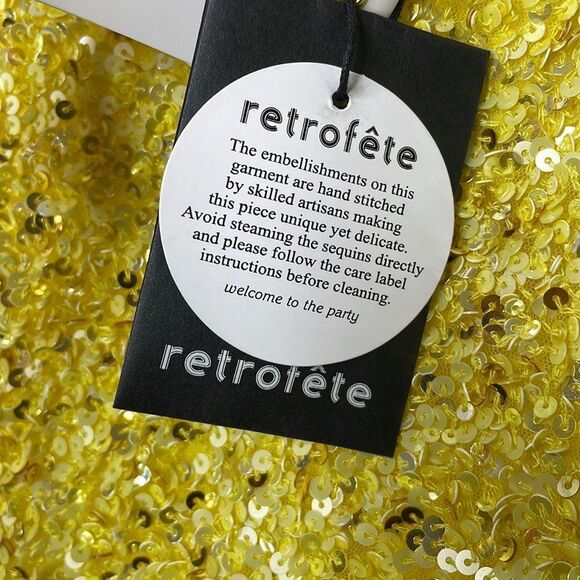 RETROFETE Womens Size XXL Nikki Sequined Tulle Mini Dress Yellow - Picture 9 of 12